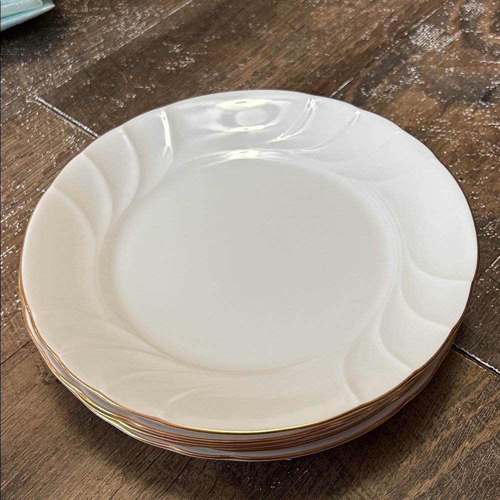 Mikasa Wedding Band‎ Gold L9709 Salad Plate  8 1/8" White - Set of 5 Japan